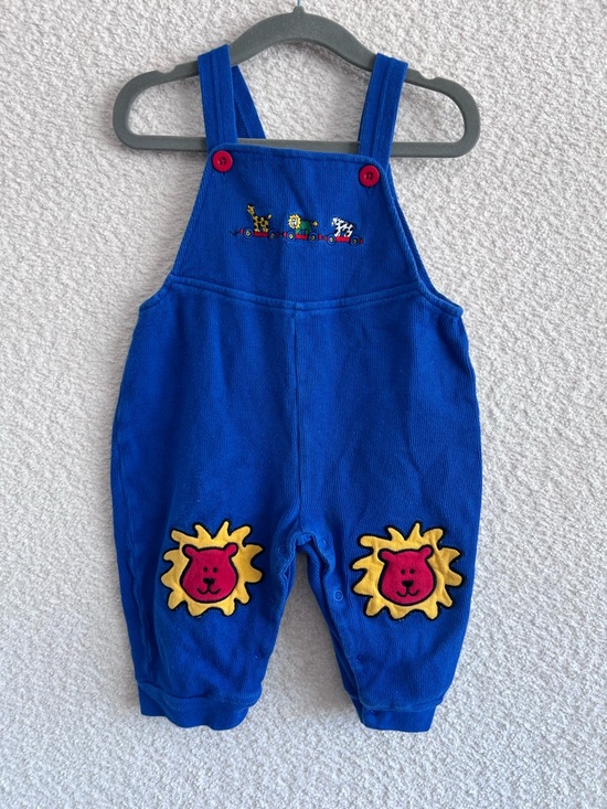 The Unbranded Brand Other - Vintage Retro Infant Blue Red Animals Overalls Lions Size 12 Months